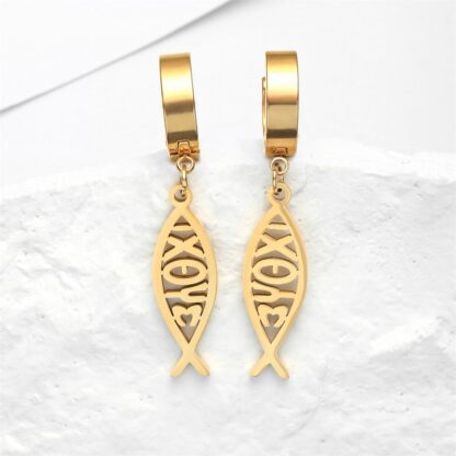 Hoop Earrings with Faith Message - Image 3