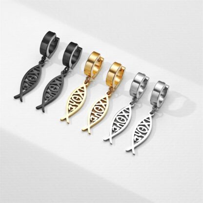 Hoop Earrings with Faith Message - Image 2