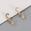 Silver Color Cross Pendant Earrings - Image 2