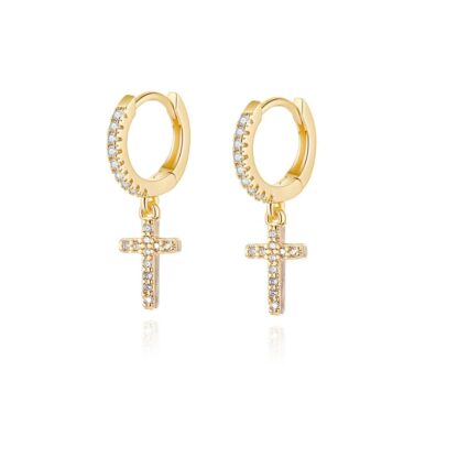 Silver Color Cross Pendant Earrings - Image 4