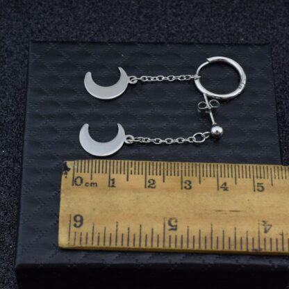 Long Earrings with Moon Design For Men - Image 2