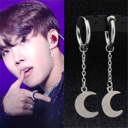 Long Earrings with Moon Design For Men