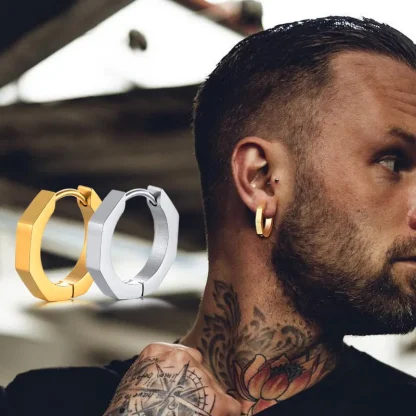 Geometric Honeycomb Hoops Men - Image 2
