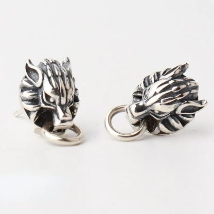 Wolf Head Stud Earrings - Image 6