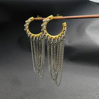 Long Tassel Stud Earrings