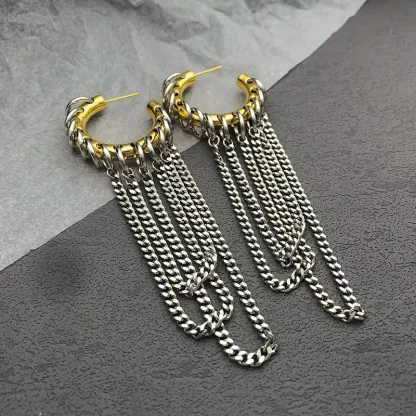 Long Tassel Stud Earrings - Image 5