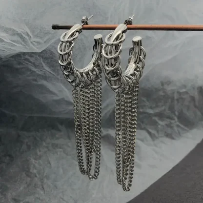 Long Tassel Stud Earrings - Image 3