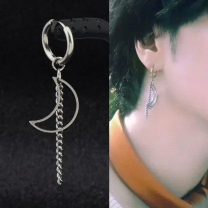 Moon Feather Chain Earrings - Image 5