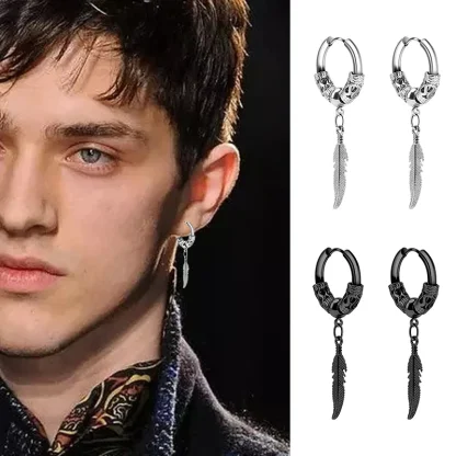 Feather Coil Hoop Earrings - Image 6