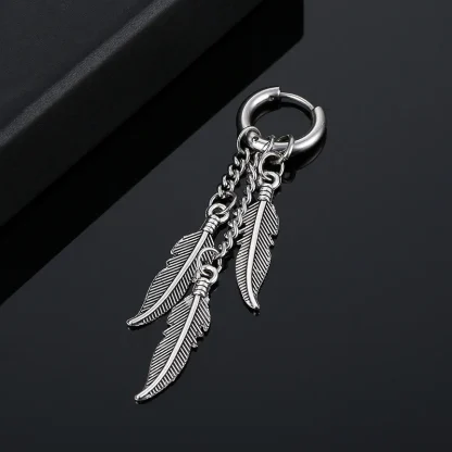 Cross Feather Tassel Earrings