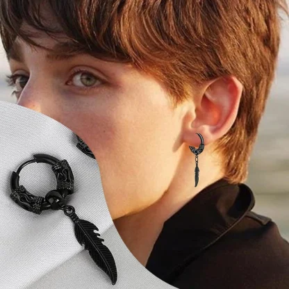 Feather Coil Hoop Earrings - Image 5