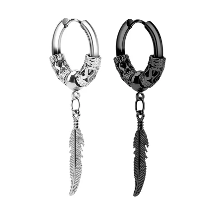Feather Coil Hoop Earrings - Image 3