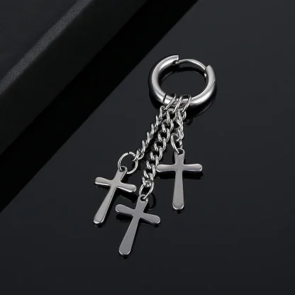 Cross Feather Tassel Earrings - Image 6