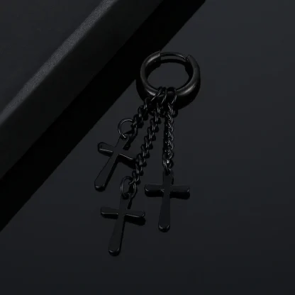 Cross Feather Tassel Earrings - Image 3