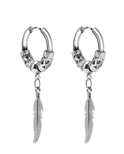Feather Coil Hoop Earrings - Image 4